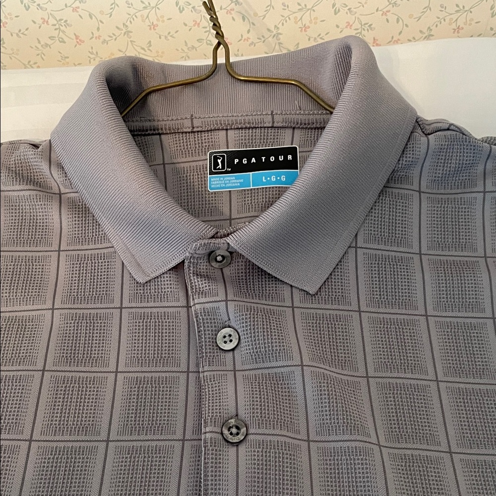 PGA Tour Men's Textured Gray Polo